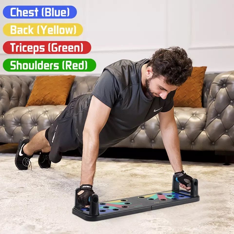 Push Up Board for Men & Women | Multi-Function Foldable Push-Up Training System, Muscle Max Workout Board with Ergonomic Handles, Full Body Strength Training Equipment for Home Gym Fitness | Black