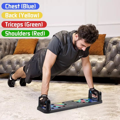 Push Up Board for Men & Women | Multi-Function Foldable Push-Up Training System, Muscle Max Workout Board with Ergonomic Handles, Full Body Strength Training Equipment for Home Gym Fitness | Black