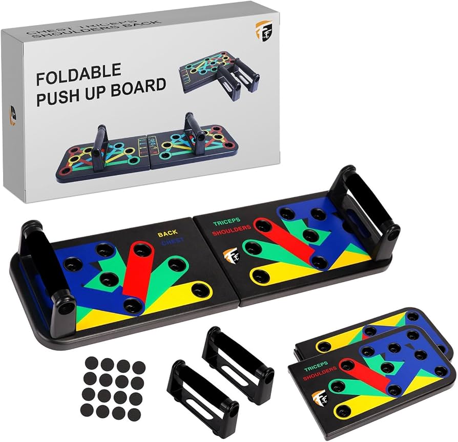 Push Up Board for Men & Women | Multi-Function Foldable Push-Up Training System, Muscle Max Workout Board with Ergonomic Handles, Full Body Strength Training Equipment for Home Gym Fitness | Black
